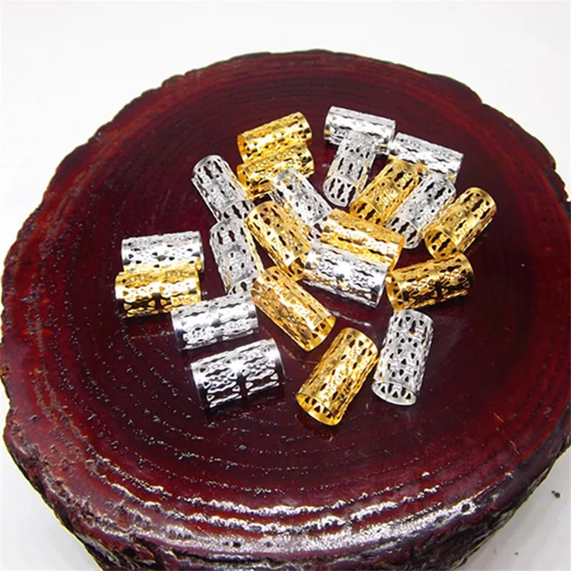 

50Pcs/Lot Silver Golden Hair Clip Jewelry Locks Dreadlocks Tube Hair Crimping Accessories Tool C50