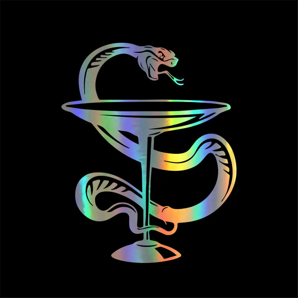 Car Sticker Medicine Symbol Snake Car Sticker Motorcycle Vinyl Decal BlackSilve 13.7cm17.2cm  (4)