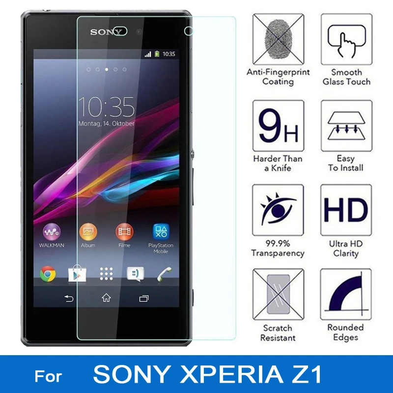 

Tempered glass for sony xperia z1 c6902 L39h screen protector 9H 2.5D HD protective film for sony experia z1 etui