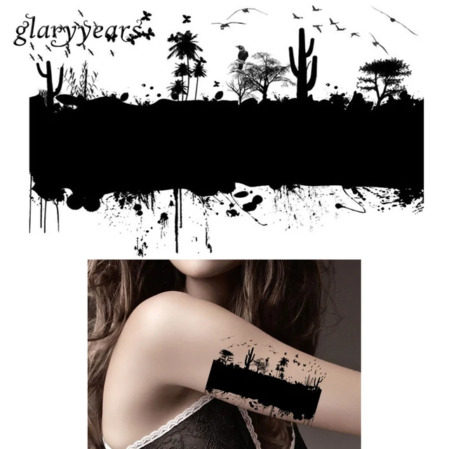 1pc Water Transfer Fake Tattoo KM-079 Black Cactus Butterfly Desert Decal Body Chest Art Waterproof Temporary Tattoo Sticker Ink 1pc Water Transfer Fake Tattoo KM-079 Black Cactus Butterfly Desert Decal Body Chest Art Waterproof Temporary Tattoo Sticker Ink