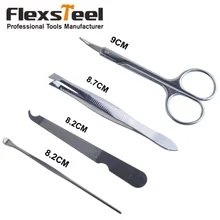 Portable 4 pcs/Set  Nail Clipper Kit Nail Set Tools Nail Care With  Scissor Tweezer Knife Ear pick Manicure Set Tools