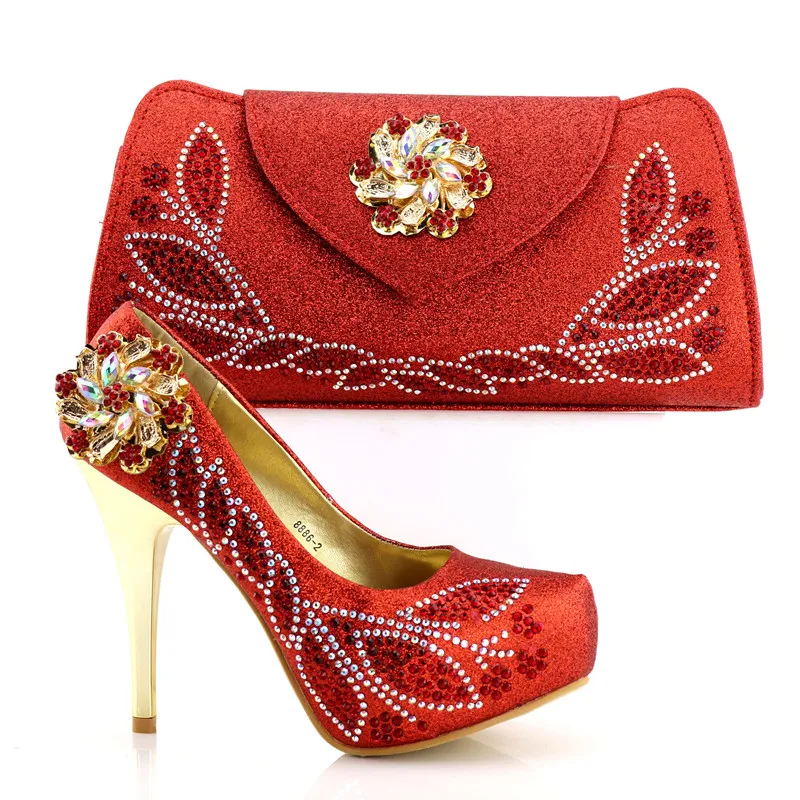 

2018 Elegant Party shoes and bag set italian high heels for summer in high quality shoes and bag set