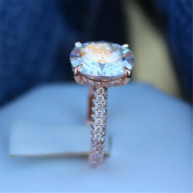 Новые модные кольца с белыми кристаллами для женщин, AAA кубический цирконий, розовое золото, кольцо на палец, женские свадебные ювелирные изделия