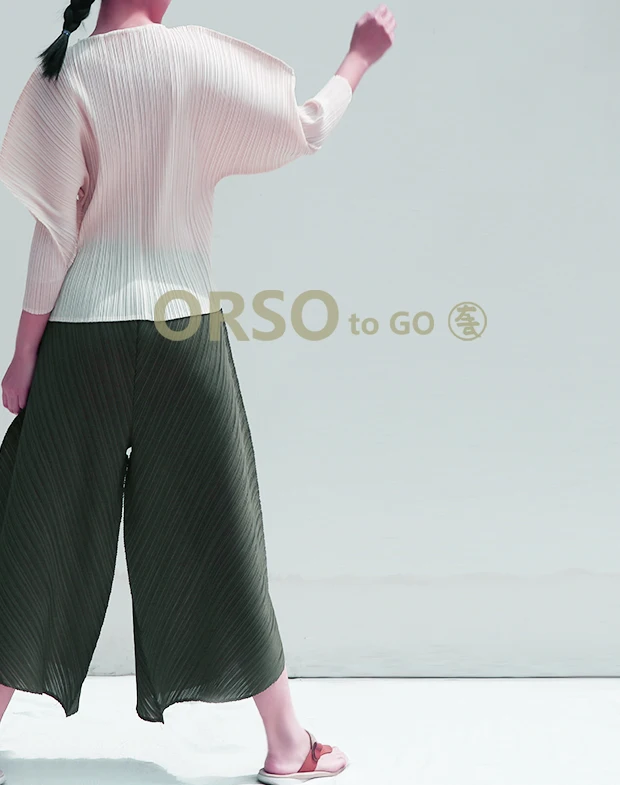 Бесплатная доставка Miyake модные складывающиеся однотонные плиссированные широкие брюки со шнурком в наличии