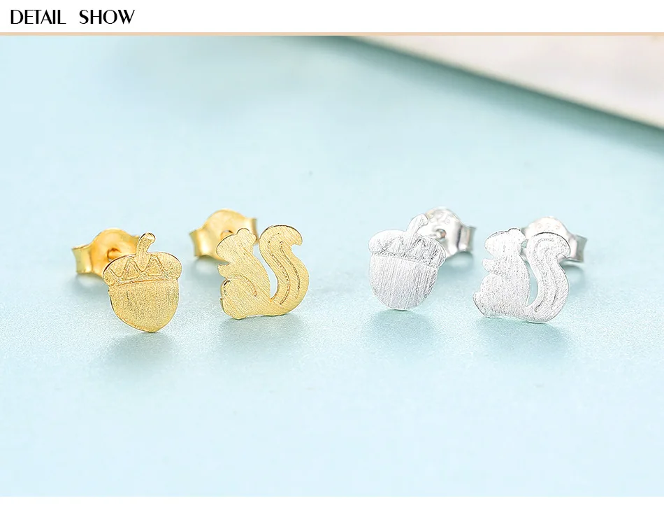 

S925 Sterling Silver Earrings Fashion Cute Creative Animal Squirrel Berry Girl Earrings LBH01