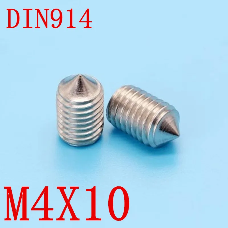 

1000pc DIN914 m4x10 M4*10 Stainless Steel Metric Thread Grub Screws Cone Point Hexagon Socket Set Screws Headless