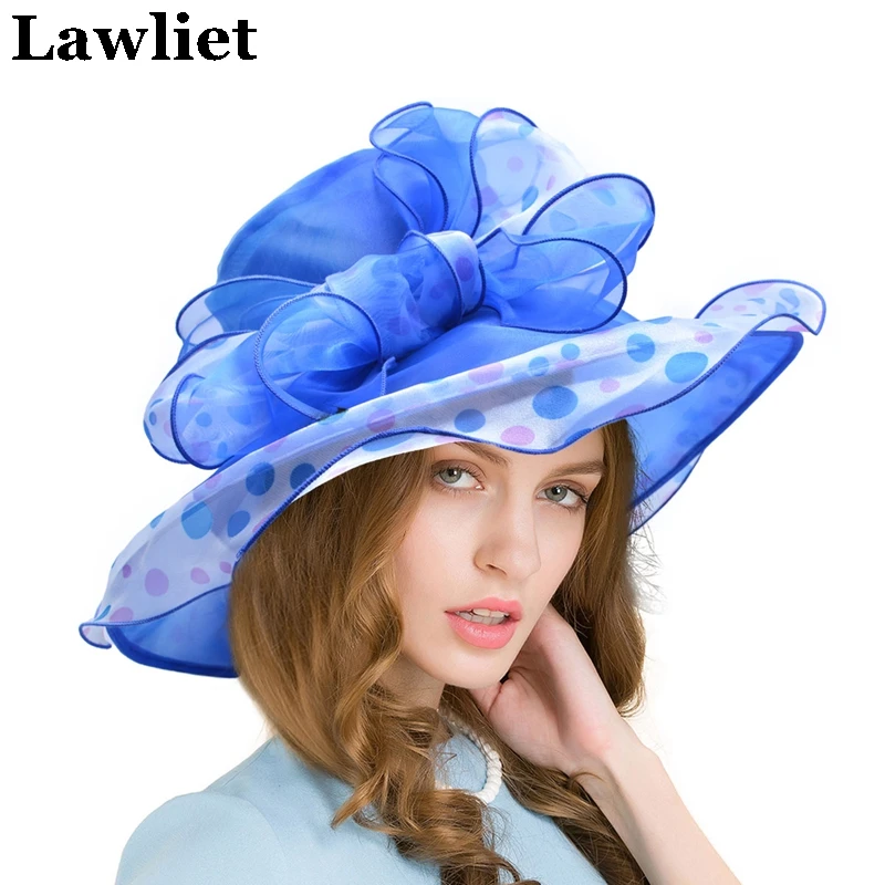 Women Kentucky Derby Organza Hats Ladies Sun Hats with Dot Design