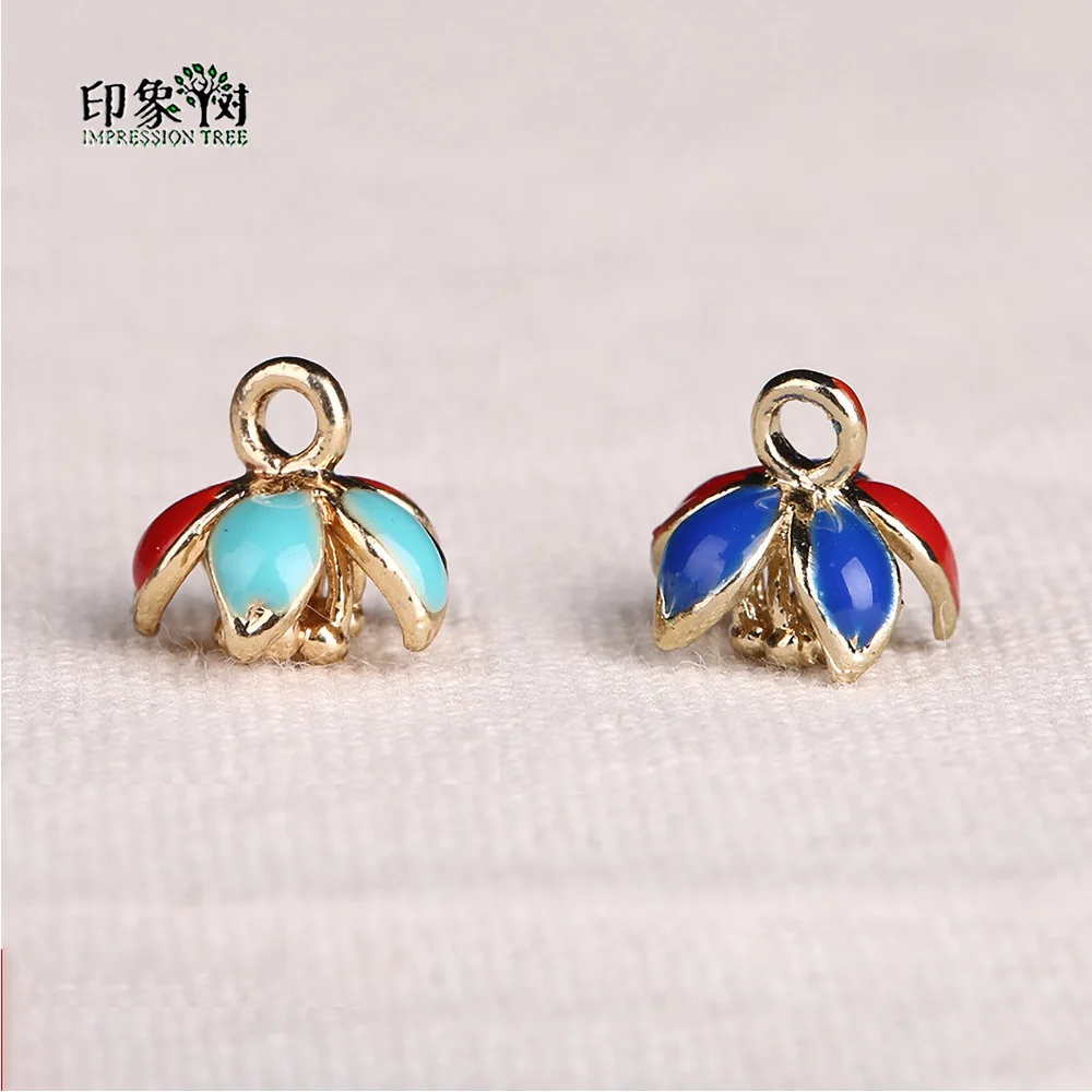 

5/10pcs/LOT 8*9mm Golden claw-shaped petals with circle Zinc Alloy Metal Enamel beads For DIY Jewelry Making Bracelets 954