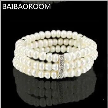 

10pcs New Arrival Simple Brand Design Noble Imitation Pearl Elastic Bracelet Statement Accessories Jewelry Women