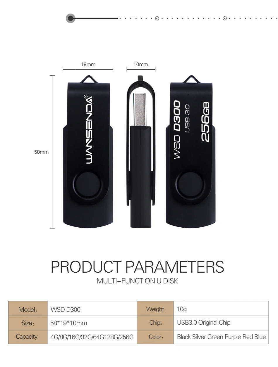 WANSENDA, вращающийся USB флеш-накопитель, 4 ГБ, 8 ГБ, 16 ГБ, 32 ГБ, 64 ГБ, 128 ГБ, 256 ГБ, высокоскоростной Usb накопитель, 3. 0, флеш-накопитель, флешка