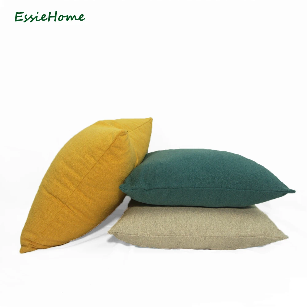 

ESSIE HOME 10 Colors Available Cotton Polyester Soft Pillow Case Cushion Cover Solid Color Throw for Sofa Chair