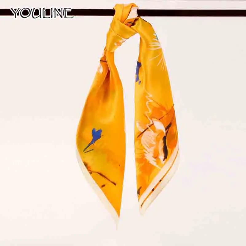 

2018 New Fashion Women Scarves All Silk Small Square Neckerchief 53*53cm Hand Printing Casual Satin All-Match Lady Style Scarf