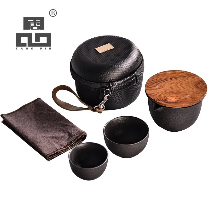 TANGPIN ceramic teapots gaiwan teacups chinese teaware portable travel tea sets with travel bag TANGPIN ceramic teapots gaiwan teacups chinese teaware portable travel tea sets with travel bag