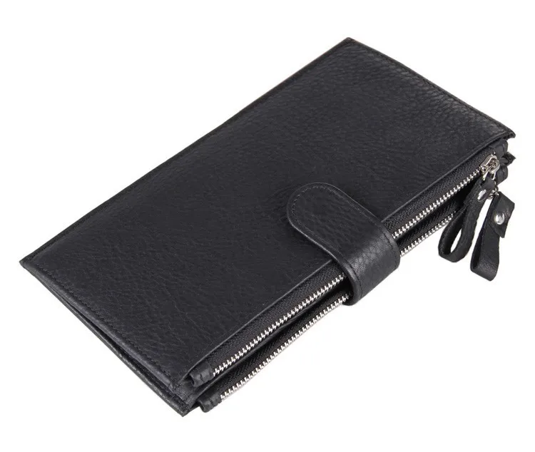 Большой Вместительный черный модный мужской кошелек из натуральной кожи клатч 8057A - Цвет: Черный