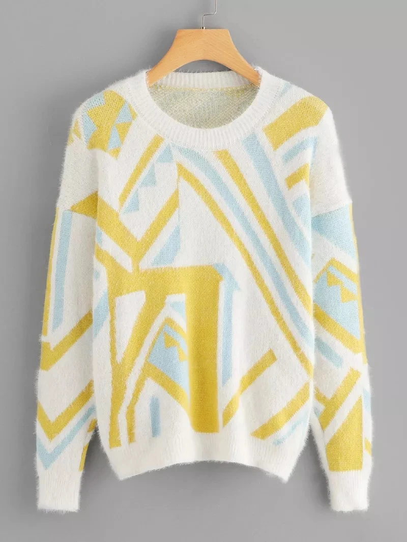 Корейский свитер Для женщин Нерегулярные рисунок Sueter пуловеры джемпер Вязание осень 2018 Зимняя одежда Для женщин тянуть роковой C80905