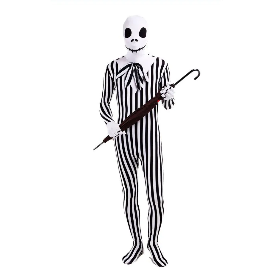 

Anime The Nightmare Before Christmas Jack Skellington Cosplay Costumes Kids Adult Spandex Jumpsuits Bodysuit Halloween Party New