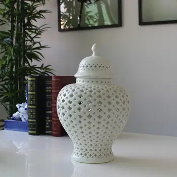 

Europe and America style hollow design home decoration ceramic ginger jars Antique Porcelain temple jars porcelain jars ceramic
