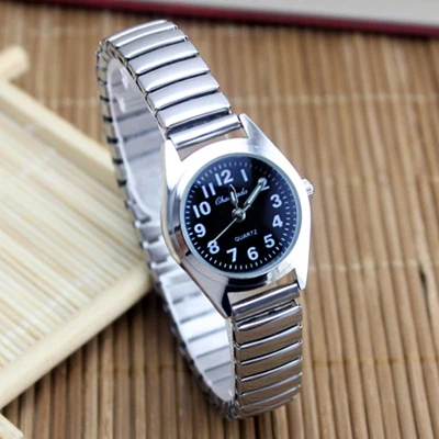 Мужские и женские парные часы с гибким эластичным ремешком, модные простые большие цифровые электронные наручные часы из нержавеющей стали - Цвет: diam 2.5cm black
