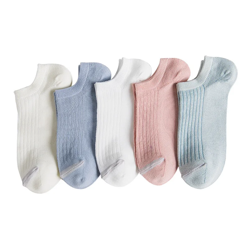 

New Casual Women Socks Classic School Wind Vertical Cotton Socks Women Solid Color Boat Socks Calcetines Female Hosiery Meias