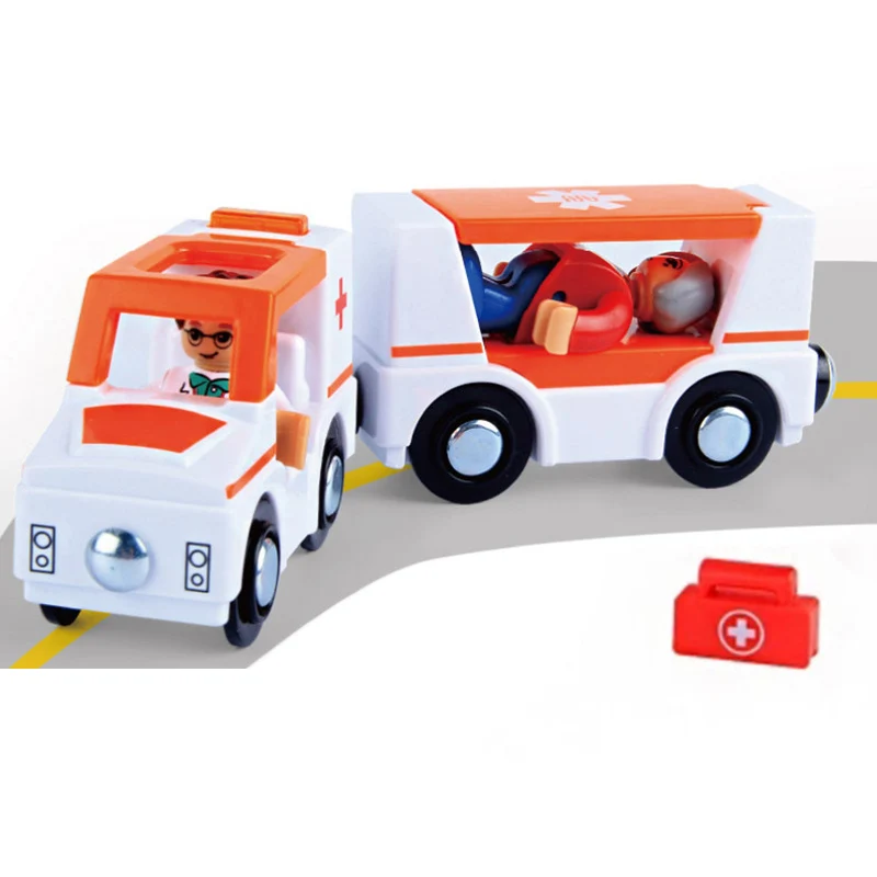 

Gift for Children Alarm Bells Button Ambulance Compatible with Wooden BRIO Tracks Birthday Gift Toy for Kids Track Car