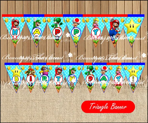 Mario Bros Banner Baby Shower Birthday Party Decorations Kids Super Event Supplies Printable Candy Bar In Banners Streamers Confetti
