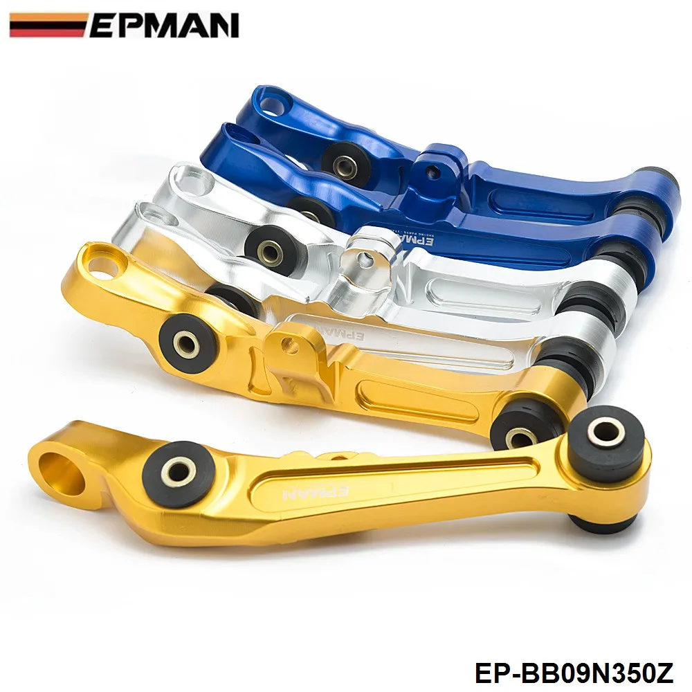 Frontal inferior braço de controle para nissan 350z 2d 3.5l cnc boleto atualização bucha azul/prata/dourado EP-BB09N350Z