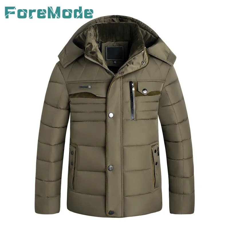 ForeMode New Winter Jacket Men 2016 Men Casual Coat Thick Stitching Down Jacket Cotton Cold Jacket Size 3XL