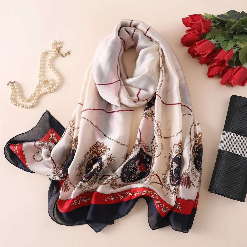 Женский шелковый шарф, женский шарф из пашмины с принтом, женские шали и палантины, длинное пляжное полотенце, платок хиджаб для мусульман, палантин