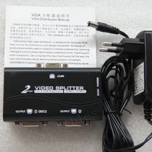 Черный 1-2 порты 2 Way VGA Video Splitter Дубликатор 250 мГц разделения экрана устройства cascadedable Сапоги и ботинки для девочек видеосигналов до 65 м