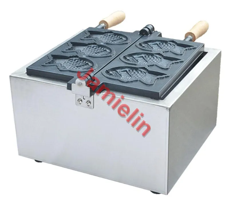 Jamielin Taiyaki производитель рыбий формы торт машина из нержавеющей стали 220 В/110 в коммерческий для закуски Taiyaki машина