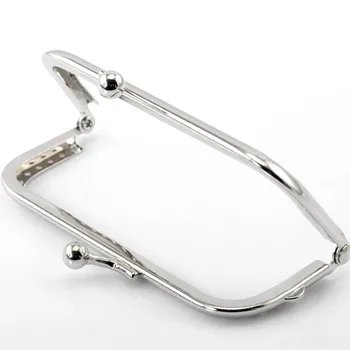 

10Pcs Silver Tone DIY Purse Bag Handle Metal Frame Kiss Clasp Lock Rectangle Hith Quality 10.5x6cm