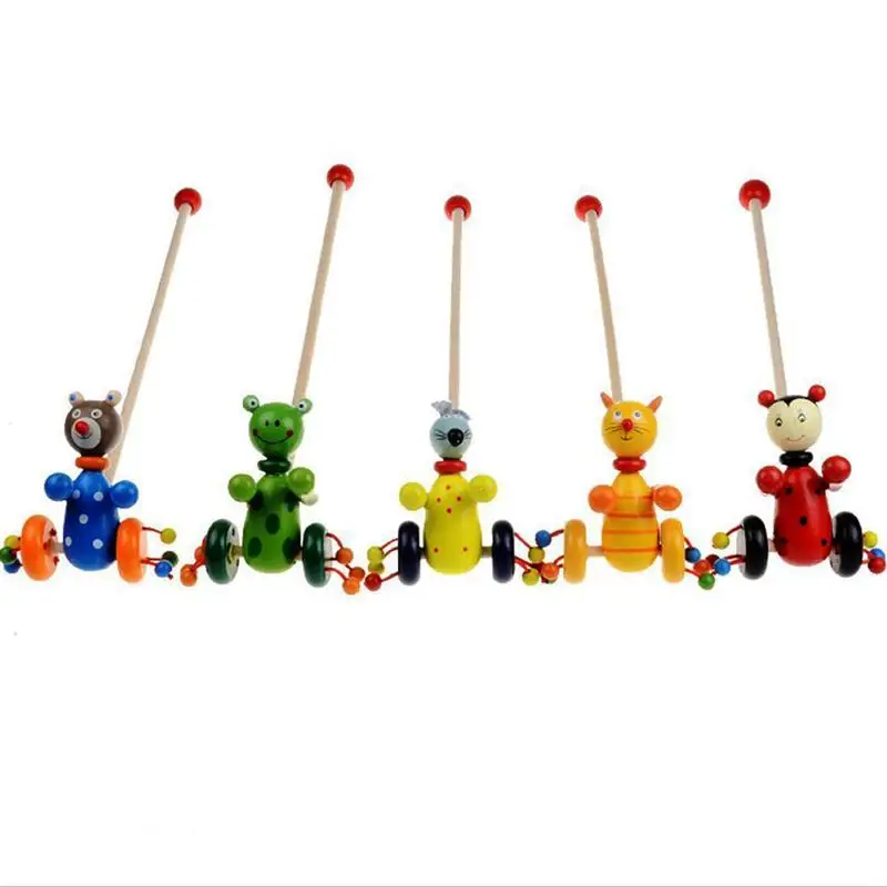 Популярный стиль DIY интерактивная игрушка для малышей с животными тележка деревянная игрушка blockstrolley для детей Развивающие детские игрушки