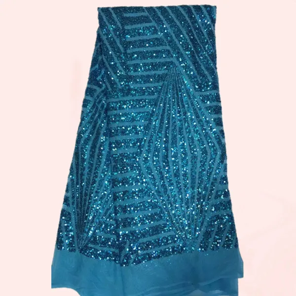 

Elegant design sky blue French net lace fabric with sequins for dress QN12(5yards/lot) many other color