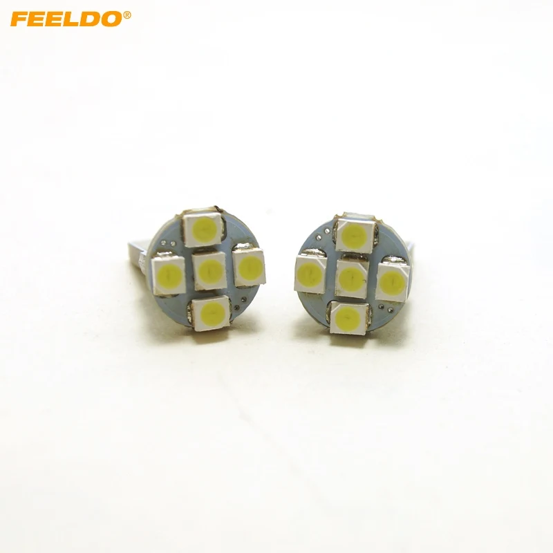 

5Pcs DC12V T10 194 168 Wedge 1W 1210 5SMD 5LED White Light Car License Plate Indoor Parking Lamp #FD-4637