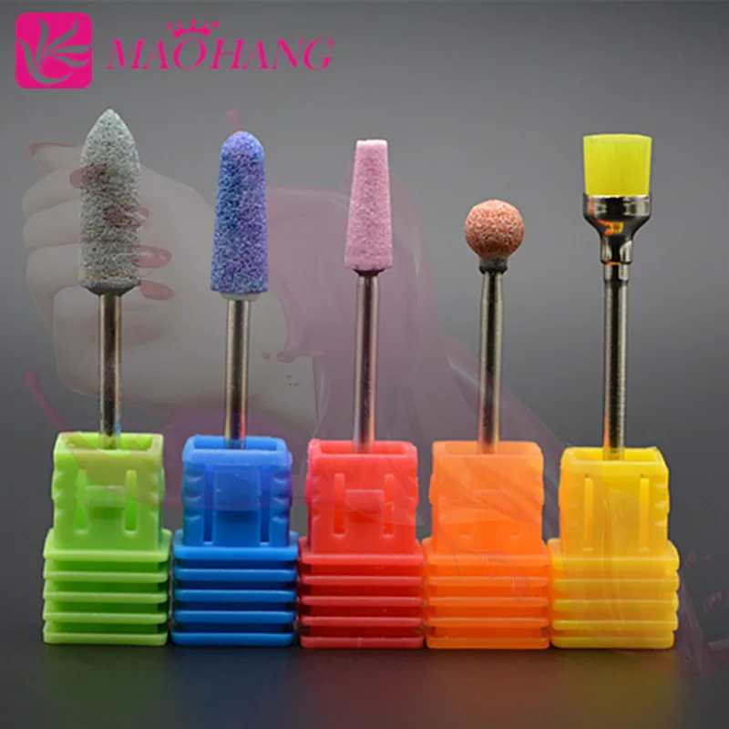 

MAOHANG 5pcs/set Ceramic Stone Nail Drill Bits Nail Art Tools Electric Manicure Machine Accessories Cutter Nail Files