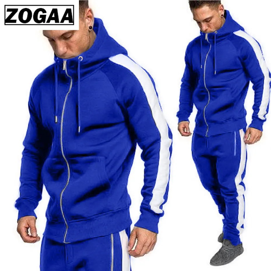 

ZOGAA 2019 Men Tracksuits Outwear Hoodies Zipper Sportwear Sets Male Sweatshirts Cardigan Men Set Clothing Pants Plus Size