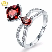 

Hutang Natural Gemstone Garnet and Similar Diamond Rings 925 Sterling Silver Engagement Ring Women Fine Jewelry presents Gift