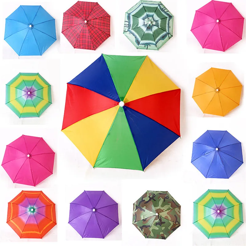 

Outdoor Cycling Fishing Hiking Beach Camping Head Umbrella Women Men Kids Sun Rain Umbrella Hat Cap