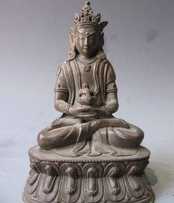 

Tibet Folk cloister 100% Pure bronze Copper Amitayus Sakyamuni Buddha Statue
