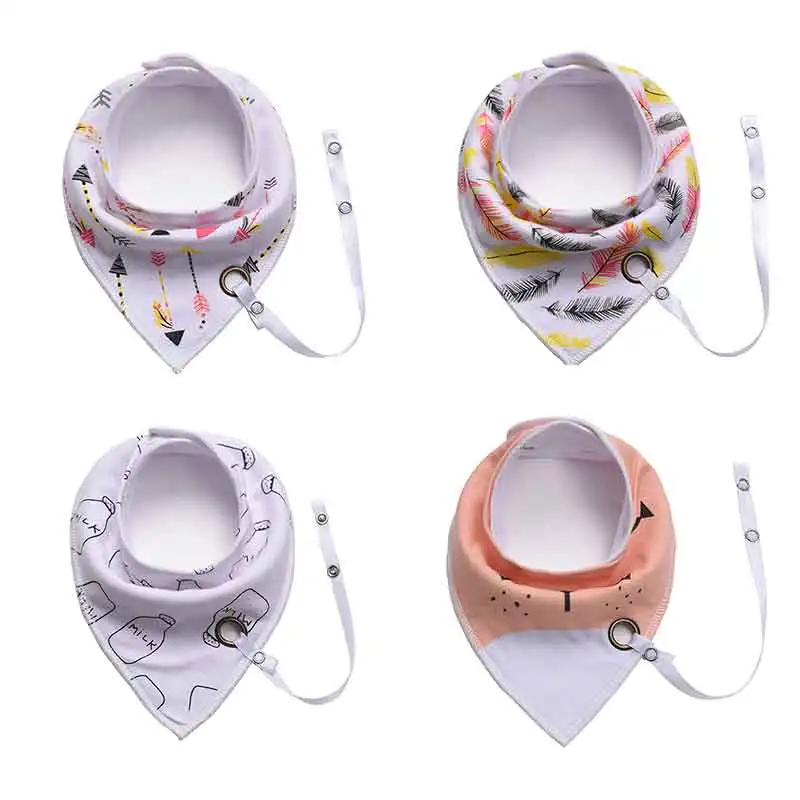 

Pacifier Cartoon Triangle Cotton Towel Baby Bib Slobber Double Kids Accessories -B116