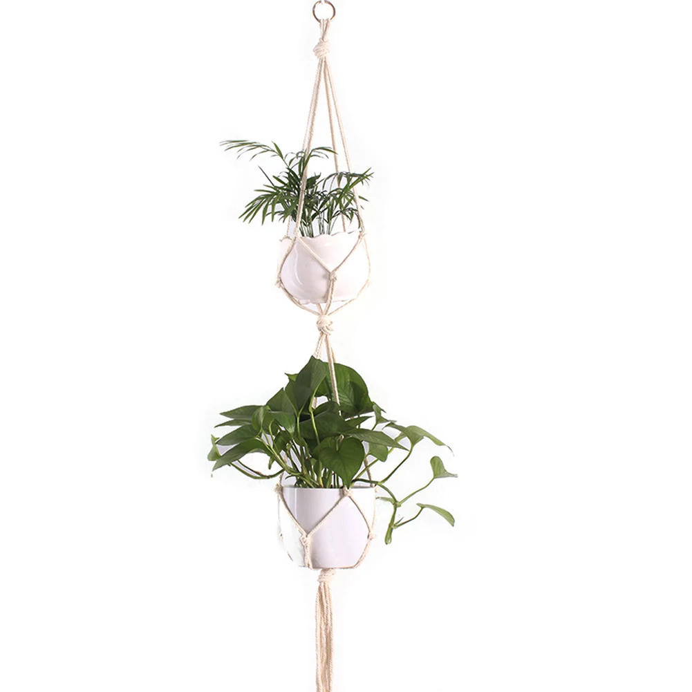Завязанная Подвеска для растений из макраме винтажный хлопковый льняной цветочный горшок корзина подъемная веревка подвесная корзина горшок держатель садовые инструменты