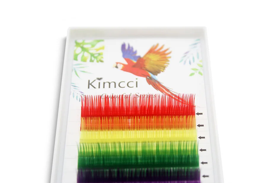 Kimcci Candy 6 Colors Rainbow Colored Eyelash Extension Faux Mink Individual Colorful Eyelashes maquiagem Cilios Premium Cilia