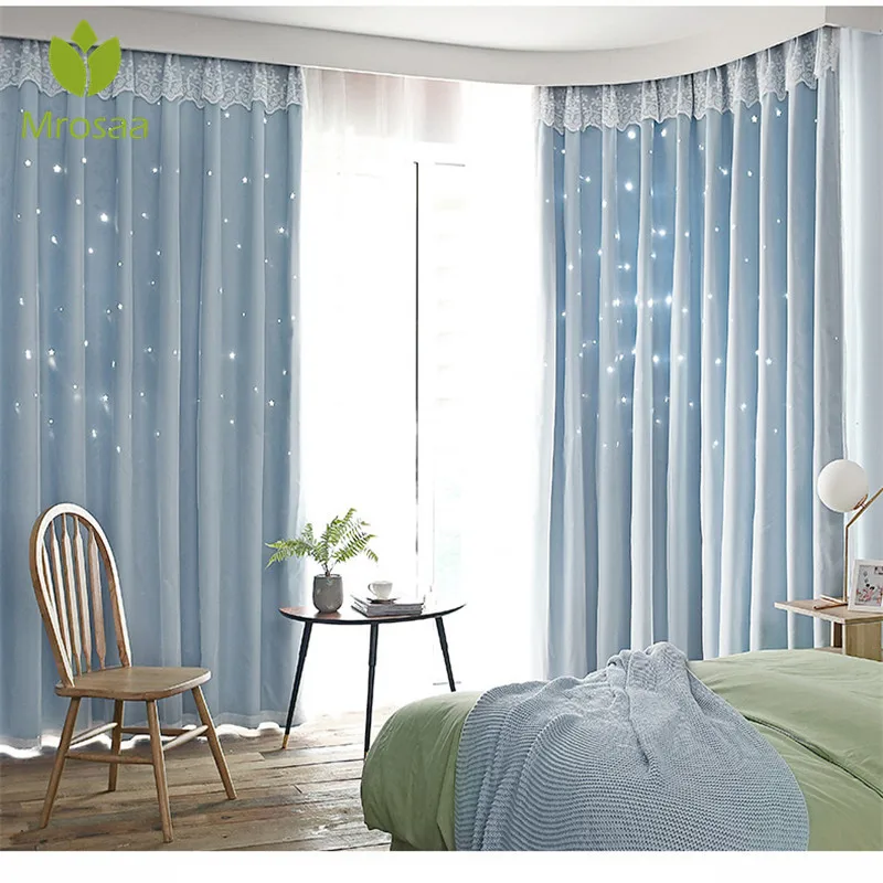 

Ins Hollow Stars Net Curtains for Window Treatment Window Blackout Curtains for Living Room the Bedroom Blinds Finished Drapes