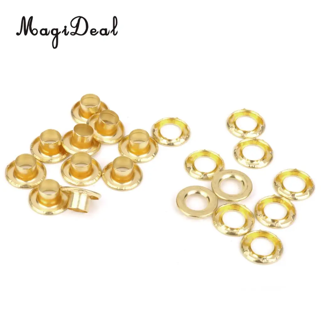 MagiDeal 10 Pieces Copper Tent Awning Grommets Tarp Eyelets Replacement Kit Gold for Camping Hiking Jeans Clothes Accessories