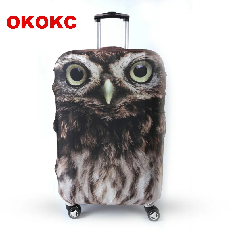 

OKOKC Owl Animal Luggage Protective Cover for 19''-32'' Trolley Suitcase, Elastic Travel Suitcase Cover Travel Accessories