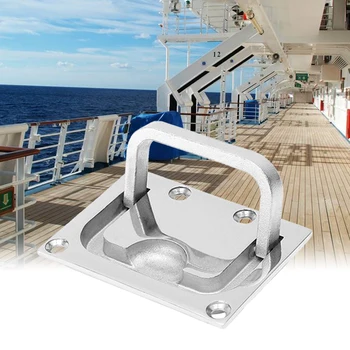 

1Pc Deck Cover Handle Boat Hardware Accessories Floor Buckle Yacht Stainless Steel Hatch Pull Corrosion Resistant With Screws