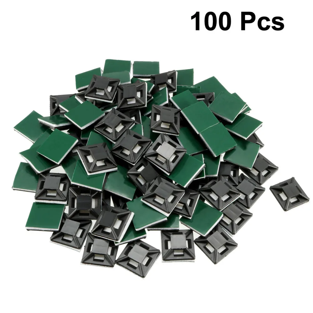 

Uxcell 100pcs Black Green Self Adhesive Cable Tie Mounts Wire Base Holders 12.5mm x 12.5mm Adjustable Cable Fixing Base