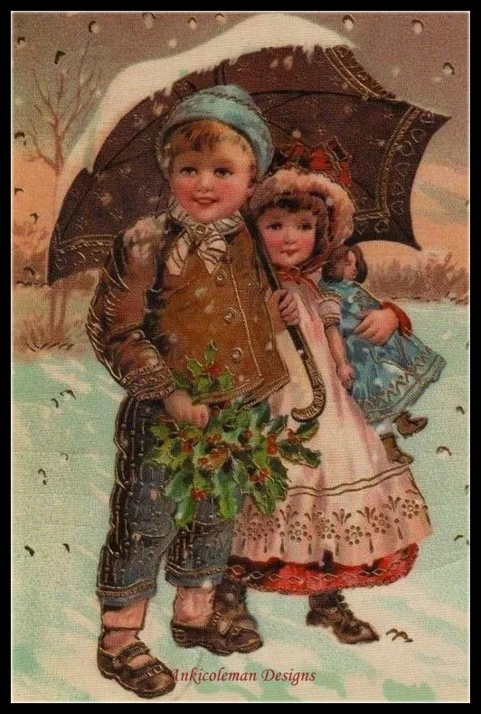 Prezzo Ricamo Contato Kit Punto Croce Needlework Artigianato 14 ct DMC FAI DA TE Arte Handmade Decor Ragazzo e Ragazza sotto il Ombrelli