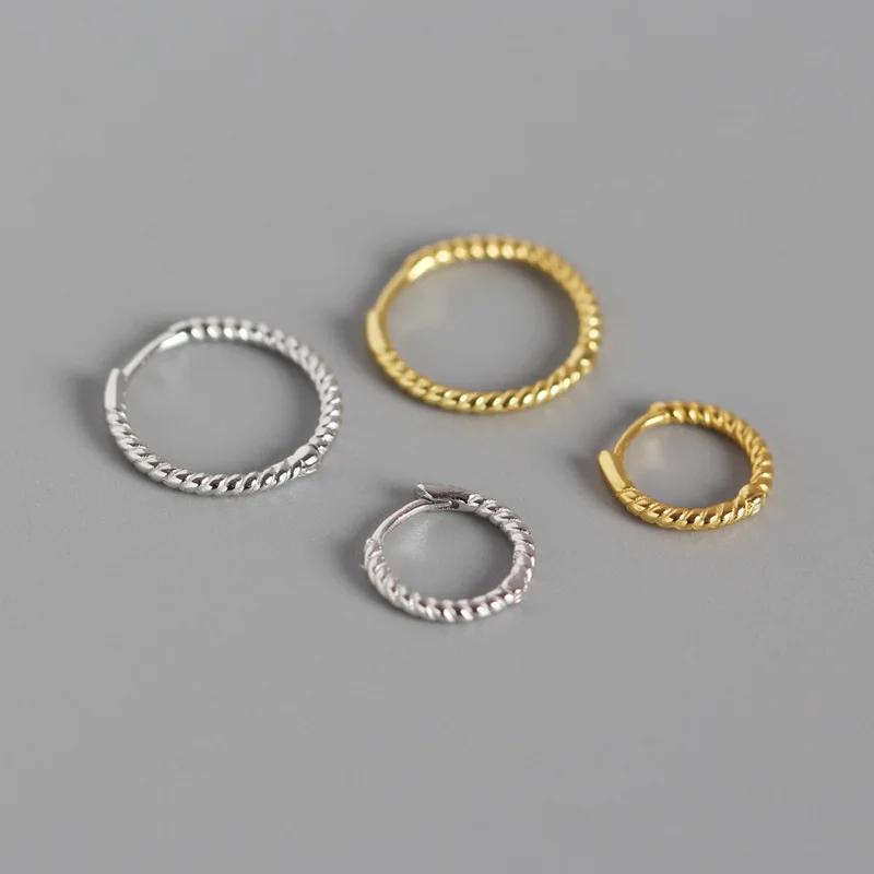 

100% 925 sterling silver twisted small hoop earrings for women accessories brincos, gold color circle hoops earings jewelry
