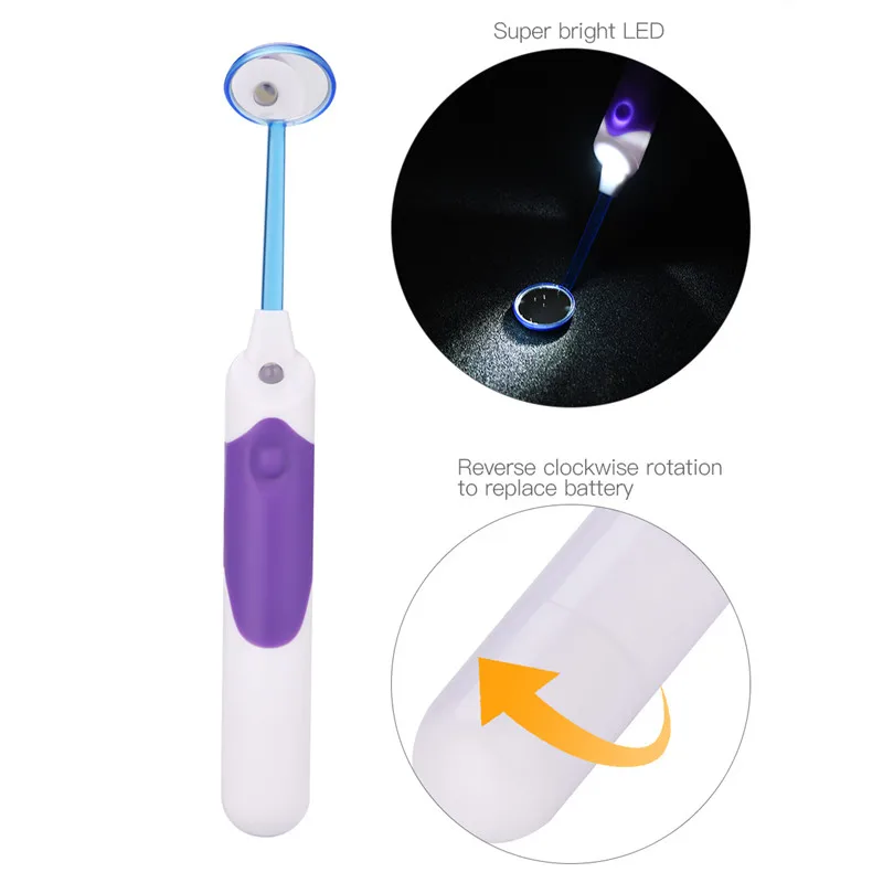 

CkeyiN LED Light Teeth Oral Dental Mirror Super Bright Anti-fog Mouth Mirror Illuminated Tooth Care Tool Oral Cavity Nursing P00